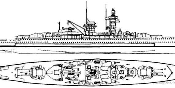 Боевой корабль DKM Admiral Scheer - чертежи, габариты, рисунки