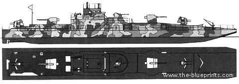 Ship DKM Artillerie Fahrprahm (Gun Boat) - drawings, dimensions, pictures