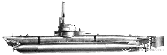 Корабль DKM Biber (Midget Submarine) - чертежи, габариты, рисунки