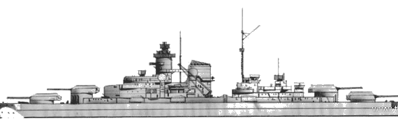 Корабль DKM Bismarck (Battleship) - чертежи, габариты, рисунки