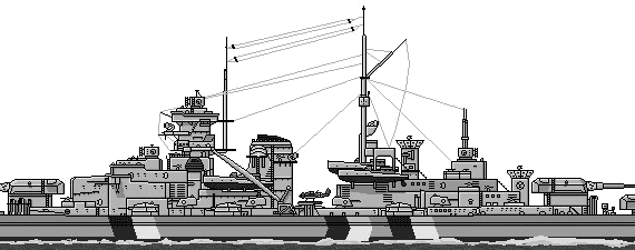 Корабль DKM Bismark (Battleship) - чертежи, габариты, рисунки