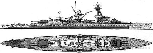Боевой корабль DKM Deutschland / Lutzow (1936) - чертежи, габариты, рисунки