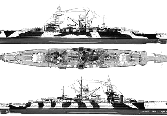 Боевой корабль DKM Deutschland / Lutzow (1941) - чертежи, габариты, рисунки