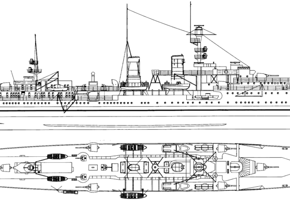 Крейсер DKM Emden 1938 (Light Cruiser) - чертежи, габариты, рисунки