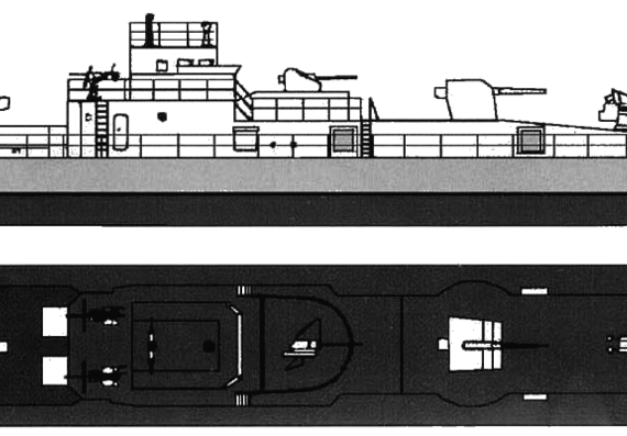 Боевой корабль DKM Flak Lighter (1944) - чертежи, габариты, рисунки