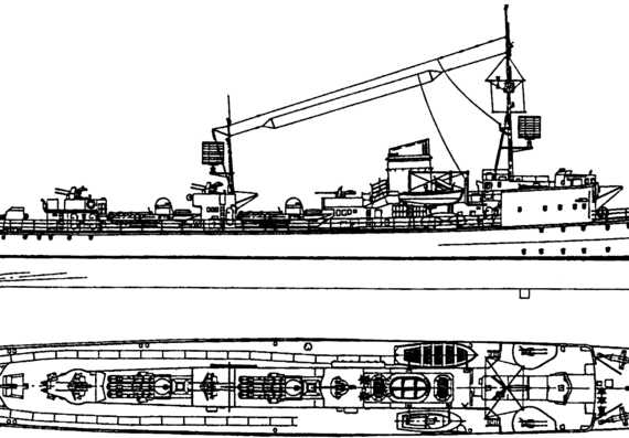 Корабль DKM Flottentorpedoboot Typ 37 - чертежи, габариты, рисунки