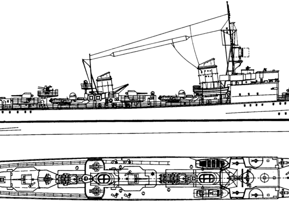 Корабль DKM Flottentorpedoboot Typ 39 - чертежи, габариты, рисунки