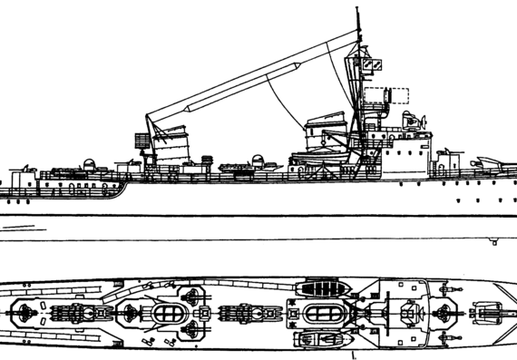Корабль DKM Flottentorpedoboot Typ 44 - чертежи, габариты, рисунки