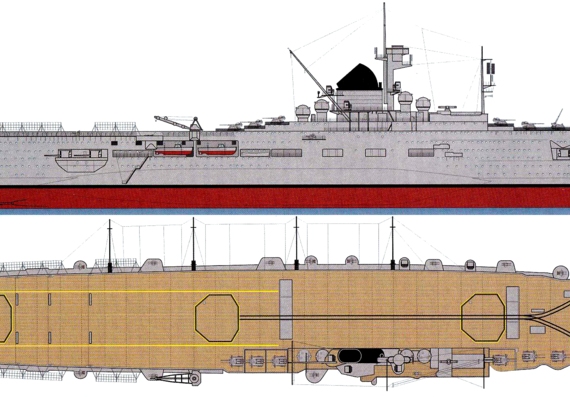 Корабль DKM Graf Zeppelin 1942 (Aircraft Carirer) - чертежи, габариты, рисунки