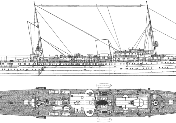 Корабль DKM Grille (Aviso Yacht) (1935) - чертежи, габариты, рисунки