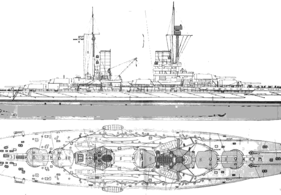Корабль DKM Grosser Kurfuerst (Battleship) (1914) - чертежи, габариты, рисунки