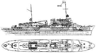 Боевой корабль DKM Hela (Depot Ship) - чертежи, габариты, рисунки