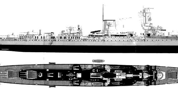 Боевой корабль DKM Leipzig (Cruiser) - чертежи, габариты, рисунки