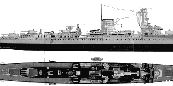 Боевой корабль DKM Leipzig (Cruiser) (1939) - чертежи, габариты, рисунки