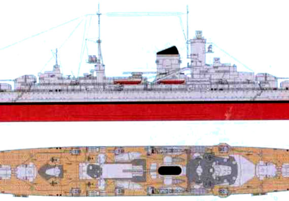 Крейсер DKM Lutzow 1940 (Heavy Cruiser) - чертежи, габариты, рисунки