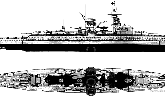 Корабль DKM Lutzow (Pocket Battleship) - чертежи, габариты, рисунки