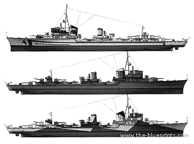 Эсминец DKM Narvik (Destroyer) - чертежи, габариты, рисунки