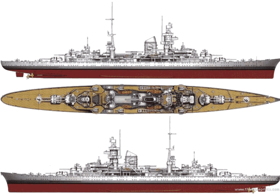 Крейсер DKM Prinz Eugen (Heavy Cruiser) (1945) - чертежи, габариты, рисунки