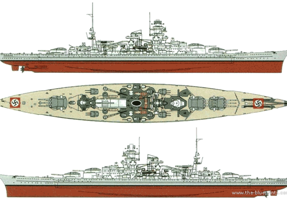 Cruiser DKM Scharnhorst (Battlecruiser) (1940) - drawings, dimensions, pictures