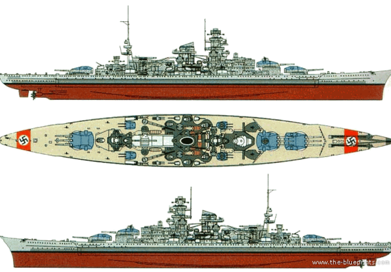Cruiser DKM Scharnhorst (Battlecruiser) (1941) - drawings, dimensions, pictures