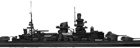 Крейсер DKM Scharnhorst (Battlecruiser) (1943) - чертежи, габариты, рисунки
