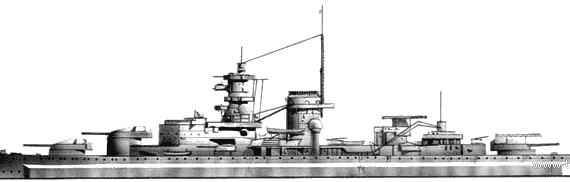 Боевой корабль DKM Scharnhorst (Battleship) - чертежи, габариты, рисунки