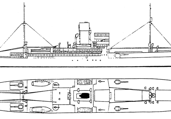 Крейсер DKM Thor HSK-4 1940 (Auxiliary Cruiser ex Santa Cruz) - чертежи, габариты, рисунки