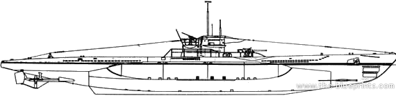Подводная лодка DKM Type-VIIc - чертежи, габариты, рисунки