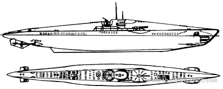 Подводная лодка DKM Type-VIIc 1 - чертежи, габариты, рисунки