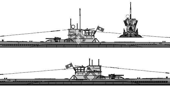 Подводная лодка DKM U-204 (U-Boat Type VIIc) - чертежи, габариты, рисунки