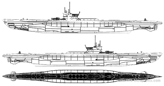 Submarine DKM U-218 Type VIID - drawings, dimensions, figures