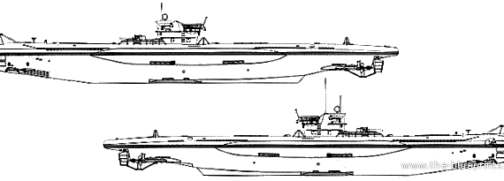 Корабль DKM U-47 U-Boot Typ VII B - чертежи, габариты, рисунки