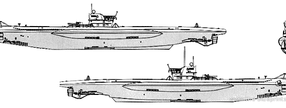 Submarine DKM U-48 (Submarine U-Boat Type VIIB) - drawings, dimensions, figures