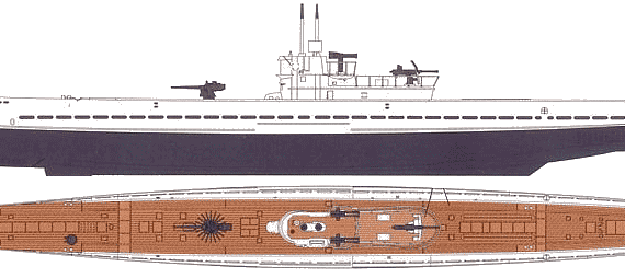 Submarine DKM U-505 (Type IXC U-Boat) - drawings, dimensions, figures