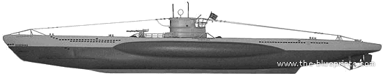 Submarine DKM U-564 Type VII - drawings, dimensions, figures