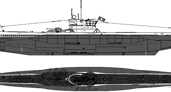 Подводная лодка DKM U-96 (U-Boat Type VIIc) - чертежи, габариты, рисунки