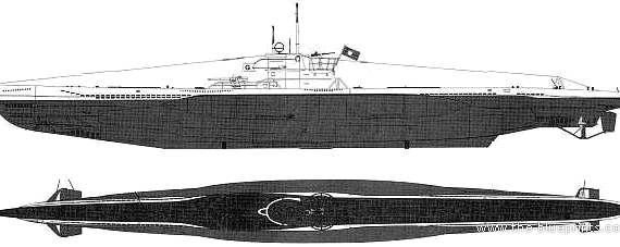 Submarine DKM U-99 U-Boot Typ VII C - drawings, dimensions, figures