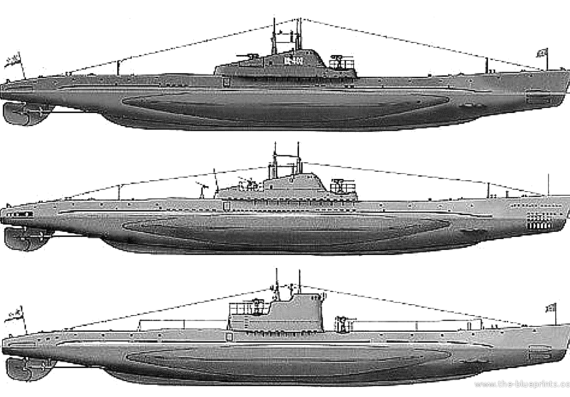 Подводная лодка DKM U-Boat Shch X - чертежи, габариты, рисунки
