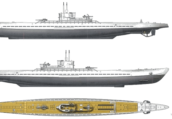 Подводная лодка DKM U-Boat Typ XIC - чертежи, габариты, рисунки