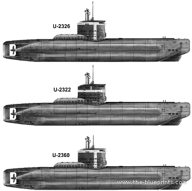 Submarine DKM U-Boat Typ XXIII - drawings, dimensions, figures
