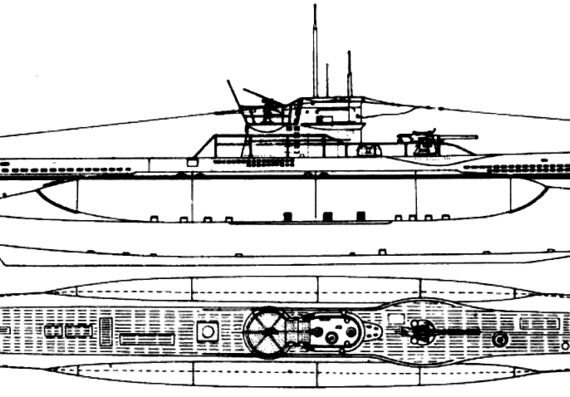Submarine DKM U-Boat Type VIIC (Submarine) - drawings, dimensions, figures