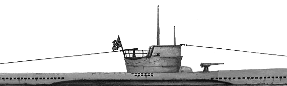 Подводная лодка DKM U-Boat Type VII B - чертежи, габариты, рисунки