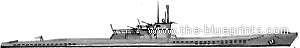Submarine DKM U-Boat Type VII F - drawings, dimensions, figures