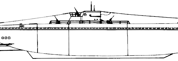 Корабль DKM U-Boat Type XIVA - чертежи, габариты, рисунки