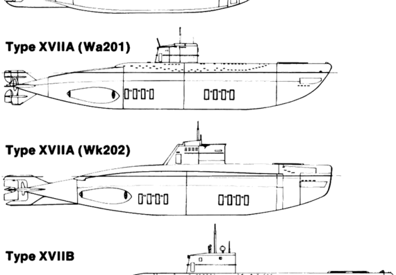 Корабль DKM U-Boat Type XVII - чертежи, габариты, рисунки