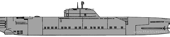 Submarine DKM U-Boat Type XXI - drawings, dimensions, figures