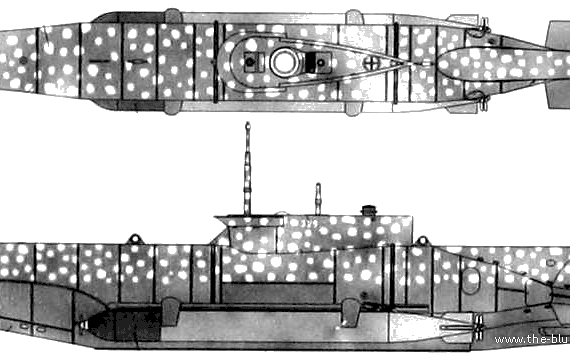 Подводная лодка DKM U-Boat Type XXVIIB Seehund - чертежи, габариты, рисунки