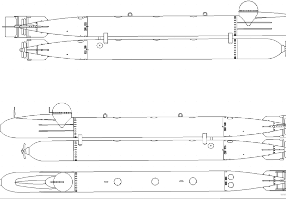 Submarine DKM U-Boot Marder - drawings, dimensions, figures