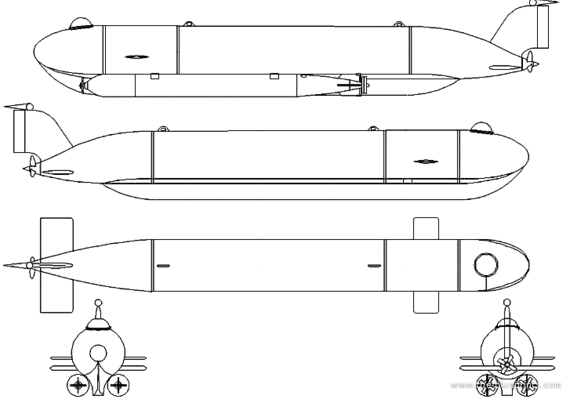 Подводная лодка DKM U-Boot Schwertwal I - чертежи, габариты, рисунки