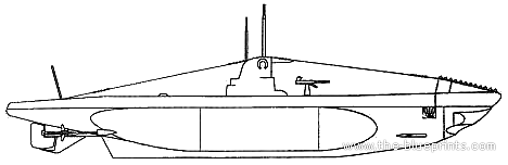 Подводная лодка DKM U-Boot Typ II B - чертежи, габариты, рисунки